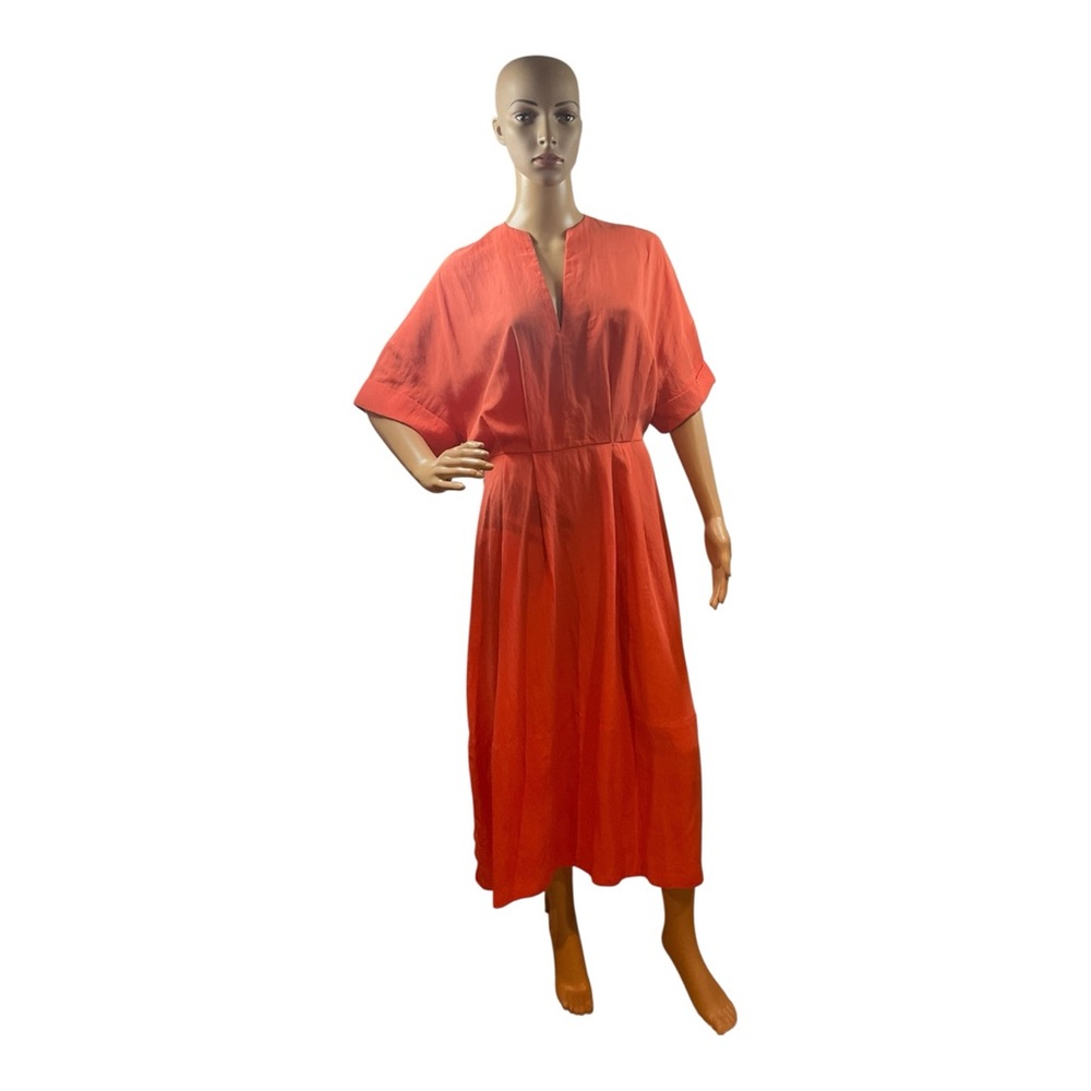 VINCE Women’s Orange v-neck Midi dress Size XS - Picture 1 of 16